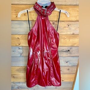 Lip Service Deep Red Vinyl Dress. Size XL.